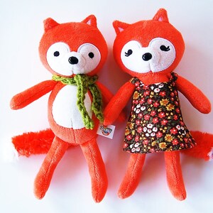 READY TO SHIP: Stuffed Velvet Fox Set Woodland Stuffed Animal Set Of Two Stuffies Easter Basket image 4