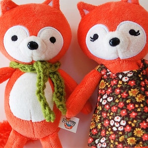 READY TO SHIP: Stuffed Velvet Fox Set Woodland Stuffed Animal Set Of Two Stuffies Easter Basket image 7