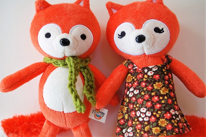 READY TO SHIP: Stuffed Velvet Fox Set Woodland Stuffed Animal Set Of Two Stuffies Easter Basket image 7