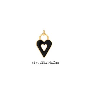 Gold Emaille Herz Charme 18K Gold gefüllt Liebe Schloss Anhänger Charme Armband Halskette für DIY Schmuckherstellung Versorgung