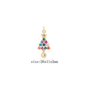 Gold Christmas Tree Charm 18K Gold Filled CZ Micro Pave Christmas Pendant Charm Bracelet Necklace for DIY Jewelry Making Supply