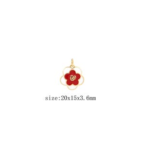 Dije de flor de esmalte relleno de oro de 18 quilates, colgante de flor, pulsera, collar para hacer joyas DIY.