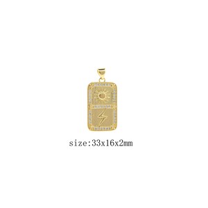 Gold Sun Charm 18K Gold Filled CZ Lightning Pendant Charm Bracelet Necklace for DIY Jewelry Making Supply