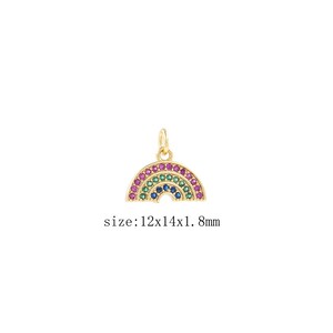Gold CZ Rainbow Charm 18K Gold Filled Rainbow Pendant Charm Bracelet Necklace for DIY Jewelry Making Supply
