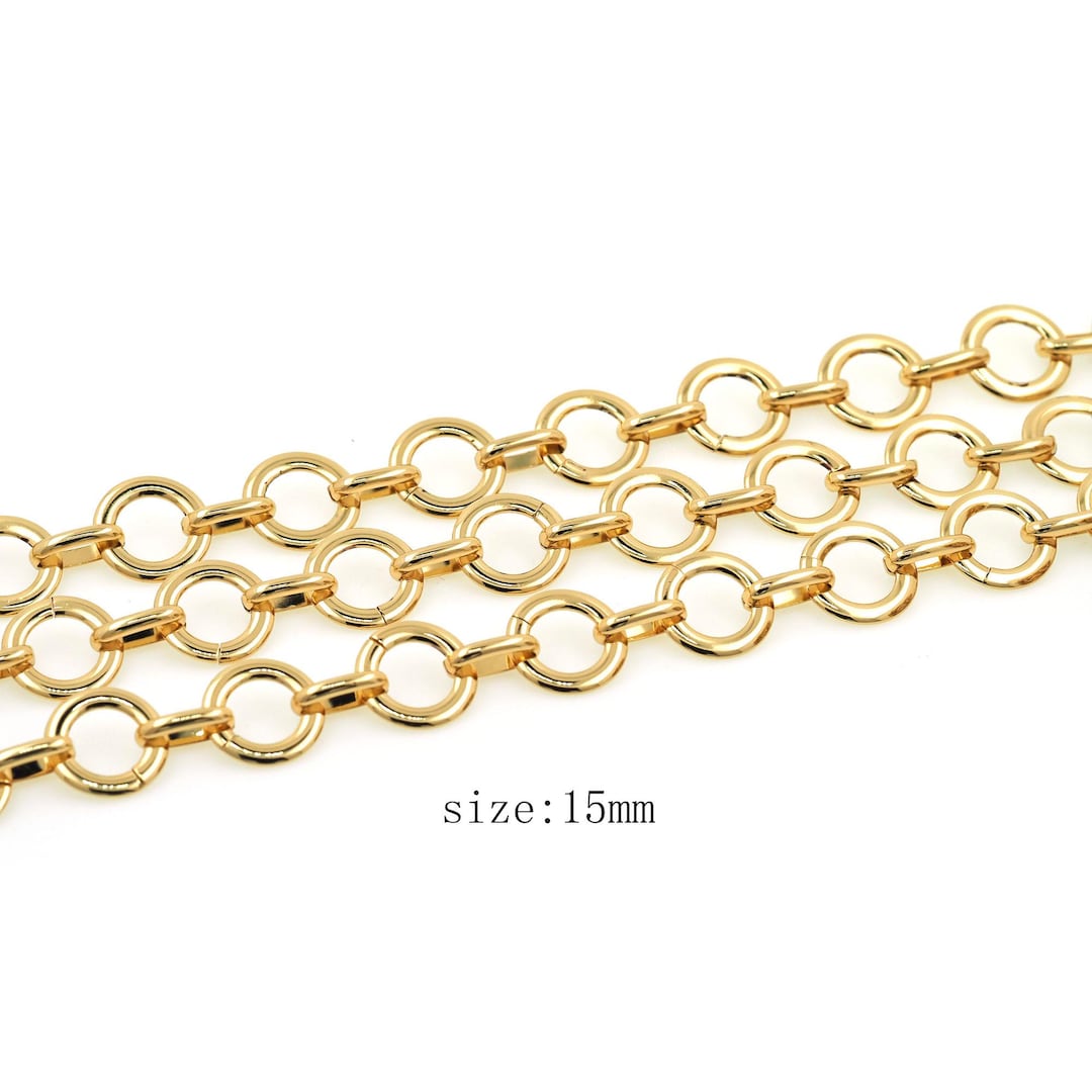 1 Meter Gold Rolo Chain 18K Gold Filled Semi Finished Chain for DIY ...