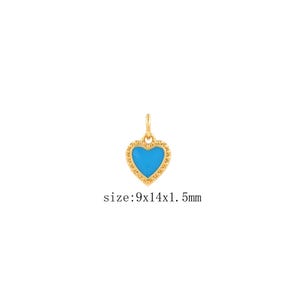Gold Enamel Heart Charm 18K Gold Filled Love Pendant Charm Bracelet Necklace for DIY Jewelry Making Supply