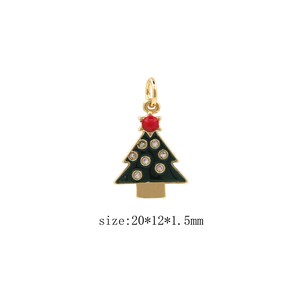 Enamel Christmas Tree Charm 18K Gold Filled CZ Micro pavé Tree Pendant Charm Necklace for DIY Bracelet Jewelry Making Supply