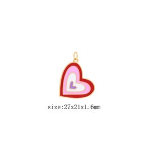 Gold Enamel Heart Charm 18K Gold Filled Love Pendant Charm Bracelet Necklace for DIY Jewelry Making Supply