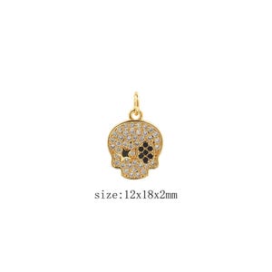 Gold Skull Charms 18K Gold Filled Skull Pendant Skull Charm Bracelet Necklace for DIY Jewelry Making Supply