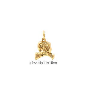 Gold Skull Charms 18K Gold Filled Skull Pendant Skull Charm Bracelet Necklace for DIY Jewelry Making Supply
