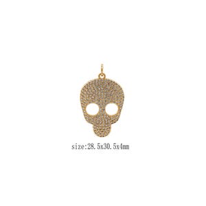 Gold Skull Charms 18K Gold Filled Skull Pendant Skull Charm Bracelet Necklace for DIY Jewelry Making Supply