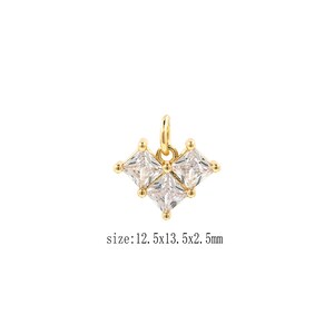 Gold Heart Shape Charms 18K Gold Filled Heart Pendant Stereocenter Charm Bracelet Necklace for DIY Jewelry Making Supply