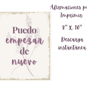 Puedo Empezar de Nuevo – I can start over Spanish Affirmation Wall Art Printable Quote in Spanish Self-Love | Mental Health Instant Download