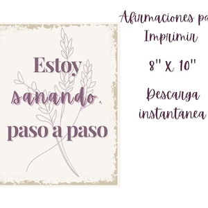 Estoy sanando, paso a paso - I am healing, step by step Spanish Affirmation Wall Art Printable Quote in Spanish Self-Love | Instant Download