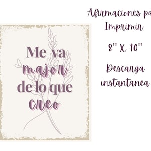 Me Va Mejor de Lo Que Creo – Spanish Affirmation Wall Art | Printable Quote in Spanish | Self-Love | Mental Health | Instant Download