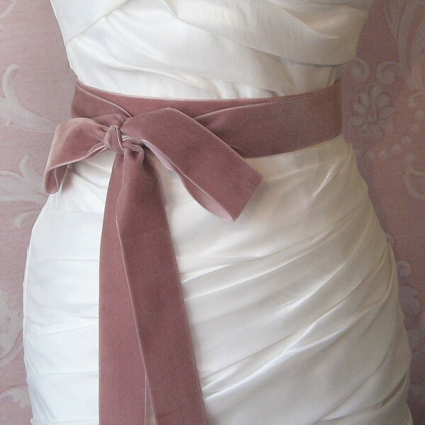 Cinta de terciopelo rosa polvoriento, 1,5 pulgadas de cinta ancha, malva marco, polvoriento antiguo rosa nupcial, boda correa, 3 yardas