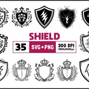 Shield Svg Png Bundle, Shield Silhouette, Shield Clipart Png, Shield Outline, Shield Vector, Royal Shield Svg, Royal Shield Decal, Cut Files