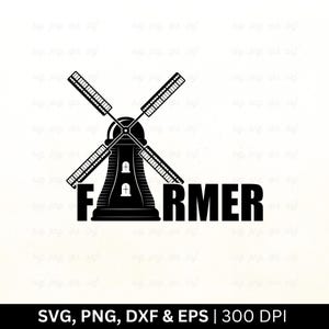 Farmer Windmill SVG: Farmhouse Tractor Design (Digital File)