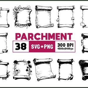 Parchment Svg Png Bundle, Parchment Silhouette, Parchment Clipart Png, Parchment Outline, Parchment Vector, Scroll Paper Svg, Cricut Files