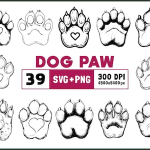 Dog Paw Svg Bundle, Dog Paw Silhouette, Dog Paw Clipart Png, Animal Paw Outline, Dog Paw Vector, Dog Paw Decal, Dog Paw Cut Files for Cricut