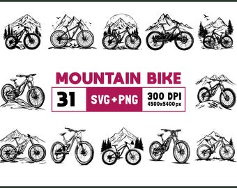Paquete SVG de bicicleta de montaña: silueta para Cricut