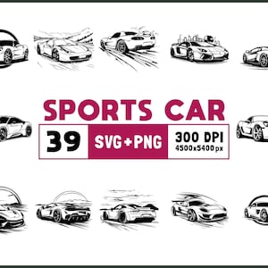 Sports Car SVG Bundle: Silhouette, Clipart, Vector (Digital Download)