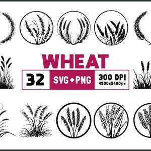 Wheat Svg Bundle, Wheat Silhouette, Wheat Clipart Png, Wheat Outline, Wheat Vector, Wheat Decal, Grain Svg, Wheat Sheaf Svg, Wheat Cut Files