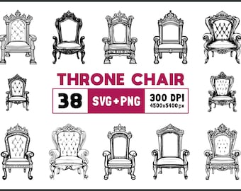 Throne Chair SVG Bundle: Silhouette, Clipart, Vector (Digital Download)