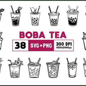 Boba Tee SVG-Bundle, Boba Tee Silhouette, Bubble Tea Clipart Png, Bubble Tea Umriss, Boba Tee Vektor, Boba Tee Schnittdateien für Cricut SVG