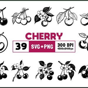 Pacchetto Cherry SVG: Clipart, Silhouette e File di Taglio Estivi
