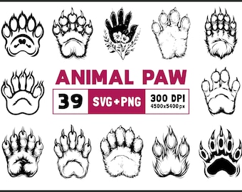 Animal Paw Print SVG Bundle: Silhouette, Clipart, Vector (Cricut Files)