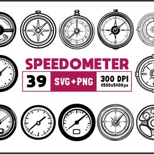 Speedometer Svg Png Bundle, Speedometer Silhouette, Speedometer Clipart Png, Speedometer Outline, Speedometer Vector, Meter Cut Files Cricut