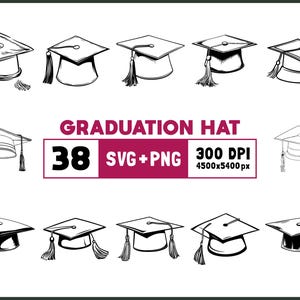 Graduation Cap SVG Bundle: Clipart, Silhouette, Vector (PNG, Cricut Files)
