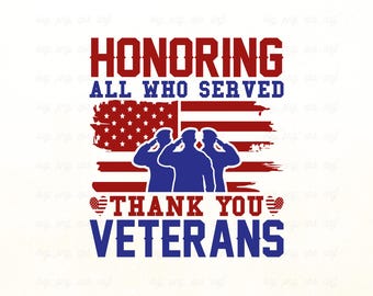 Thank You Veterans SVG: Memorial Day, USA Flag (Digital Files)