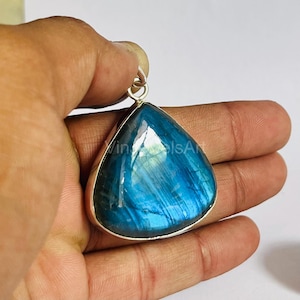 Pendentif labradorite de feu bleu, pendentif en argent 925, pendentif mystique, pendentif fait main, pendentif labradorite en forme de billion, cadeau pour elle