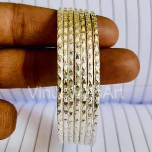 Hammered Sterling Silver Bangle Set: Handcrafted Stacking Bangles