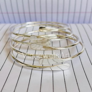 Handmade Sterling Silver Bangle Set of 4 - Adjustable Artisan Jewelry