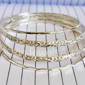 Handmade Sterling Silver Stacking Bangle Set of 4