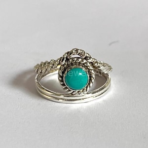 Handgemachter Türkis-Ring: Sterling Silber Edelstein