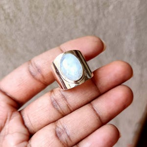 Moonstone Ring, Gemstone Ring, 925 Silver Ring, Handmade Ring, Natural Moonstone, Dainty Ring, Statement Ring, Wide Band Ring, Boho Ring