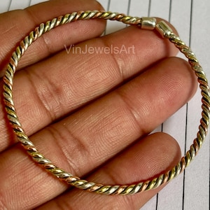 Mixed Metal Astrology Bangle: Handmade 925 Sterling Silver, Copper & Brass