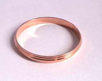 Bracelet jonc design épais en cuivre pur - Kada en cuivre pour homme et femme - Cadeau pour soigner l'arthrite