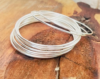 Sterling Silver Stacking Bangles Set – Handmade Minimalist Jewelry