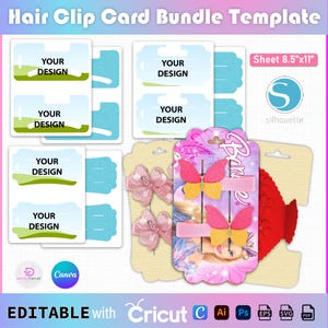 Carte de pince à cheveux, griffes à clip SVG, support de pince à cheveux, modèle de carte d'affichage suspendu, lot de porte-pince à cheveux, carte de pince à cheveux, cadeau