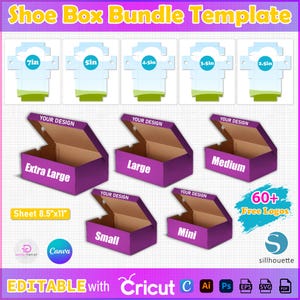 Schuhkarton-Vorlagen-Bundle, Schuhkarton-Etikett SVG, Sneaker-Box-Vorlagen-Bundle, bearbeitbares Schuhkarton-Etikett, Schuhkarton-Etikettenvorlage, Partygeschenke