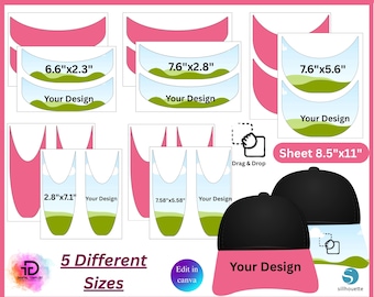 Trucker Hat Template, Hat Brim Template Svg, Custom Hat Brim, Baseball Cap Brim, Trucker Hat Canva Template, Canva Editable, DIY Hat Brim