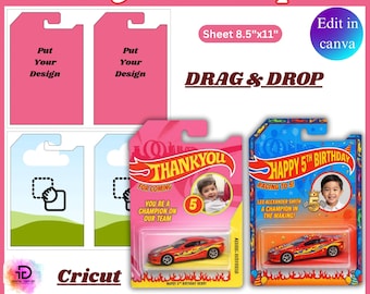 Plantilla Hot Car Wheels, Plantilla de recuerdo de autos con ruedas, Regalos de cumpleaños, Recuerdo de cumpleaños de autos, Hot Car Wheels editable, Etiqueta de tarjeta blíster