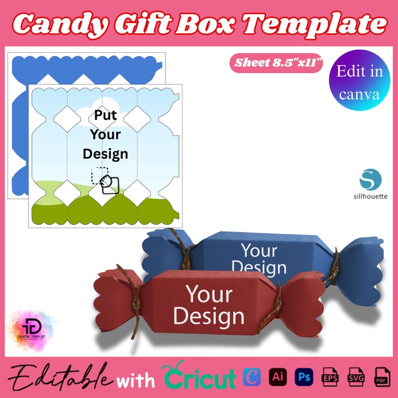 Candy Box Template, Candy Gift Box Template, Party Box, Candy Shaped ...