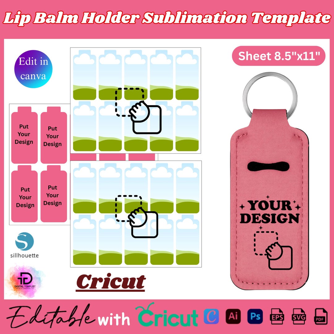 Lip Balm Holder Sublimation Template, Chapstick Holder Template