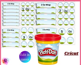 Szablon do pakowania Play Doh, Opakowanie Play Doh, Etykieta Play Doh, Pudełko do kolorowania dla dzieci DIY, Pudełko z aktywnościami Play Doh, Play Doh 1oz, 2oz, 3oz, 5oz, Upominek na imprezę